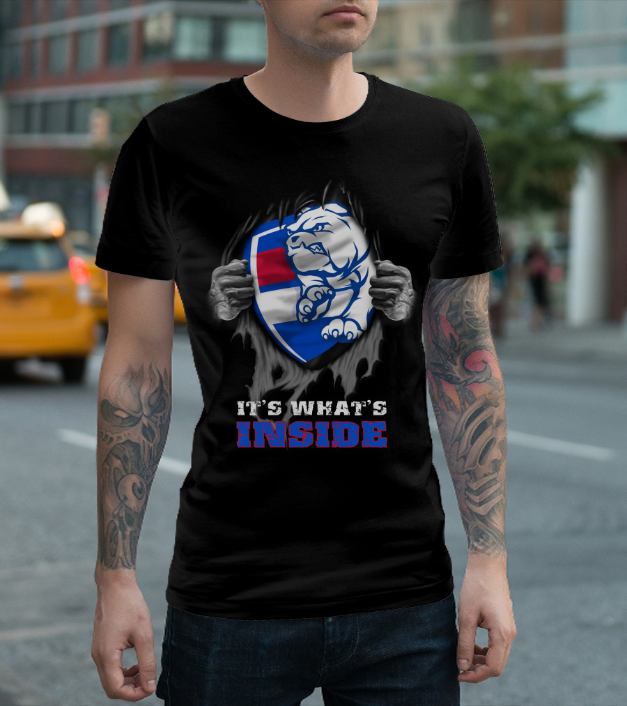 It's What's Inside Western Bulldogs Graphic with Bulldog Shield and Clawed Hands T-Shirt