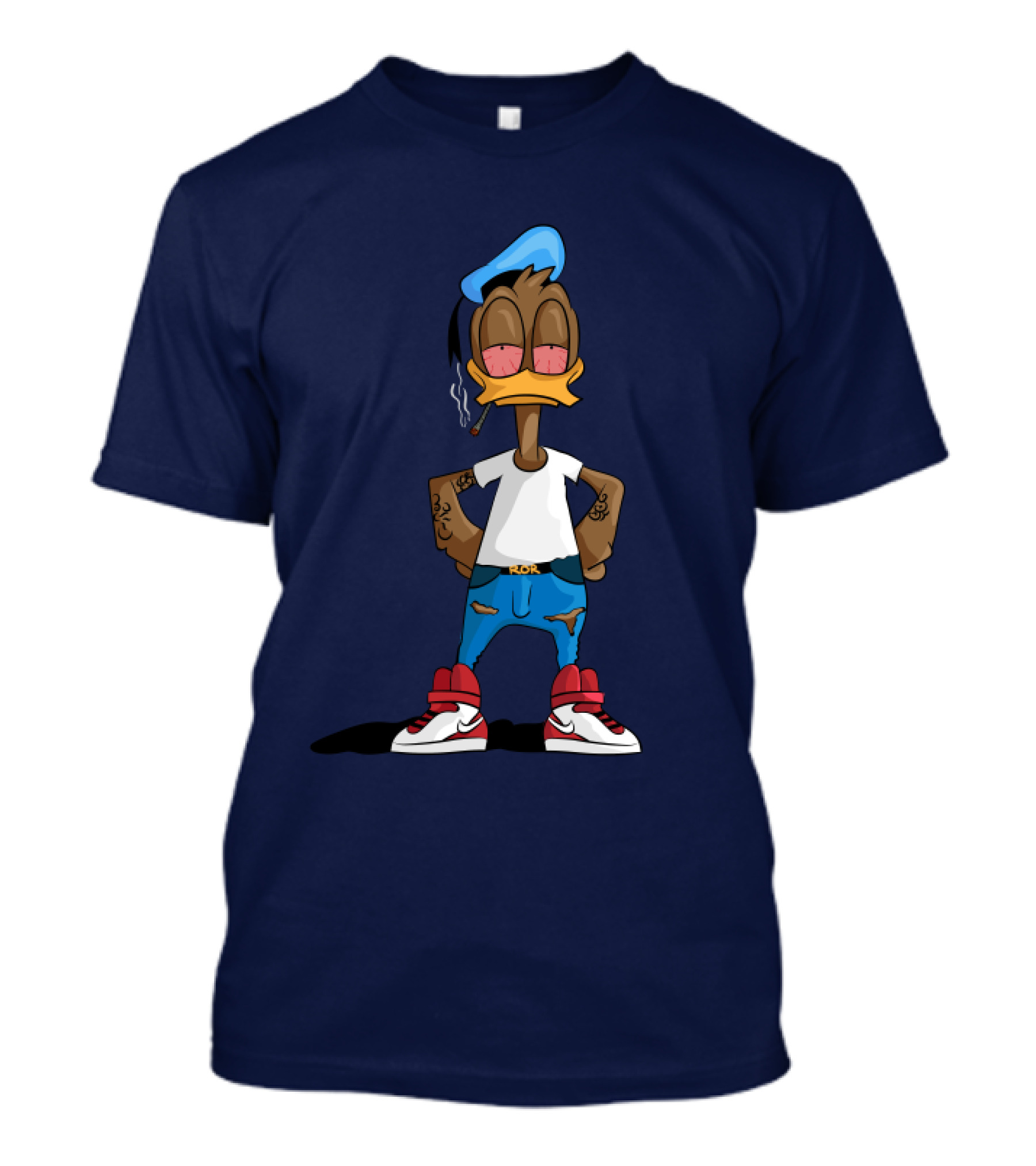 Donal Bad Trip Duck Smoking With Sneakers And Tattoo T-Shirt