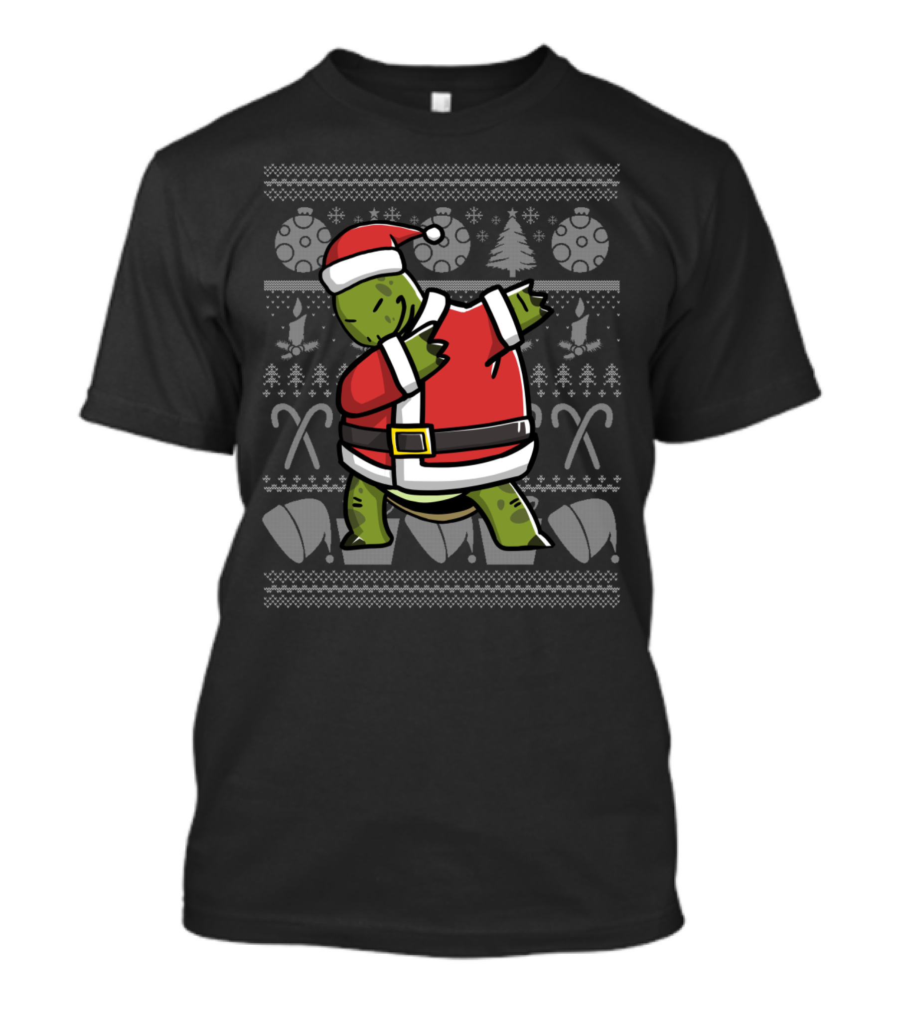 Tortoise Dabbing Santa Ugly Christmas Sweater Dance Move T-Shirt