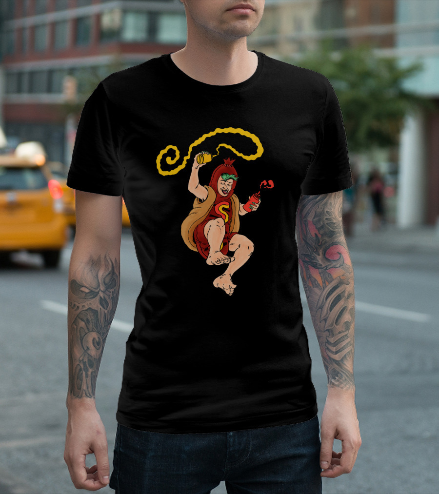 Hot Dog Costume with Mustard and Ketchup T-Shirt