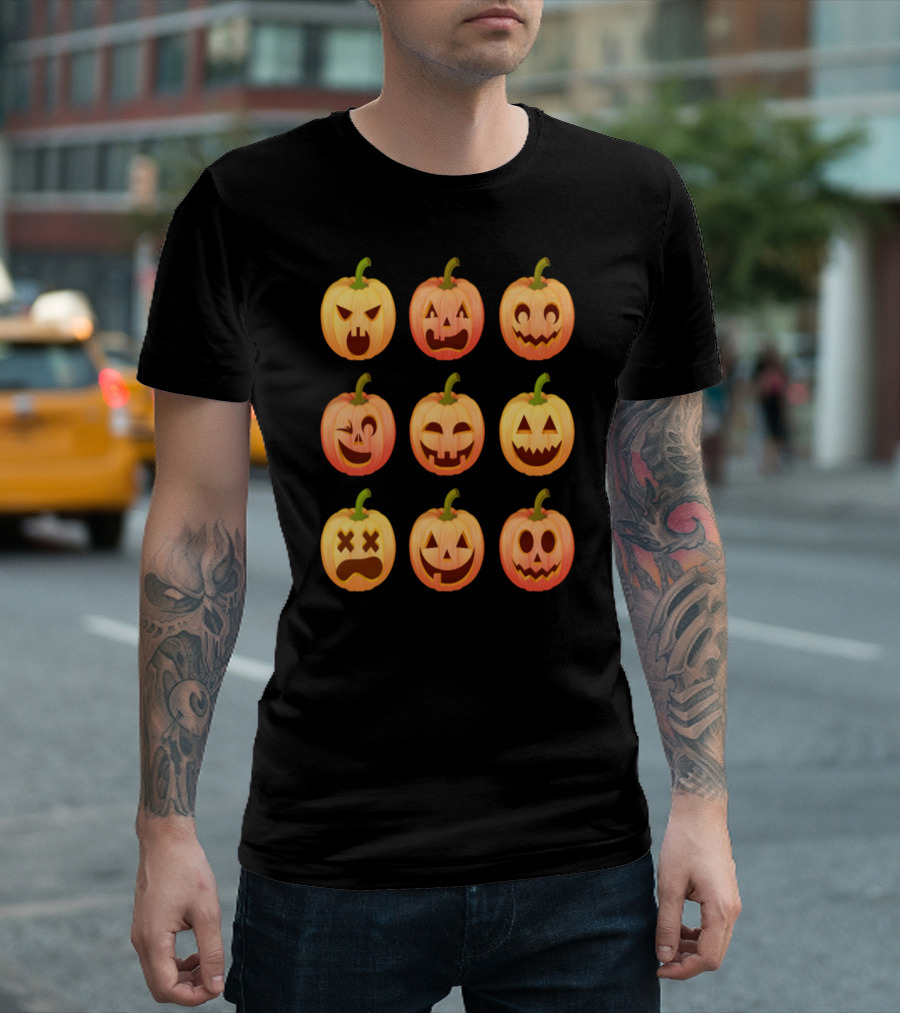 All Pumpkins Faces Jack O Lantern Halloween Collection T-Shirt