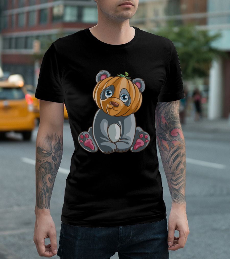 Halloween Panda Pumpkin Costume Bear Cute Cartoon T-Shirt