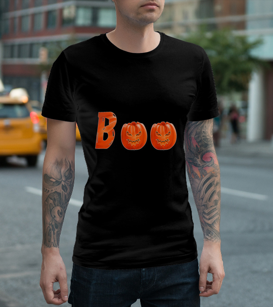 BOO Pumpkin Halloween Funny Face T-Shirt