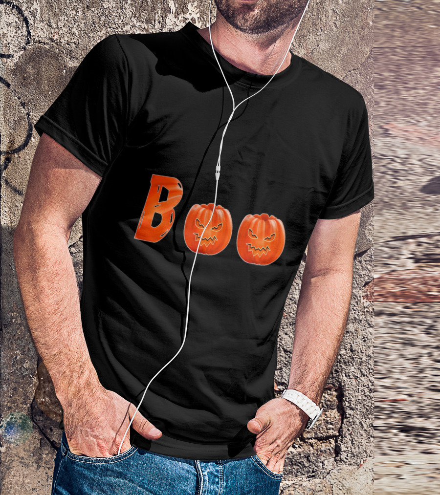 BOO Pumpkin Halloween Funny Face T-Shirt