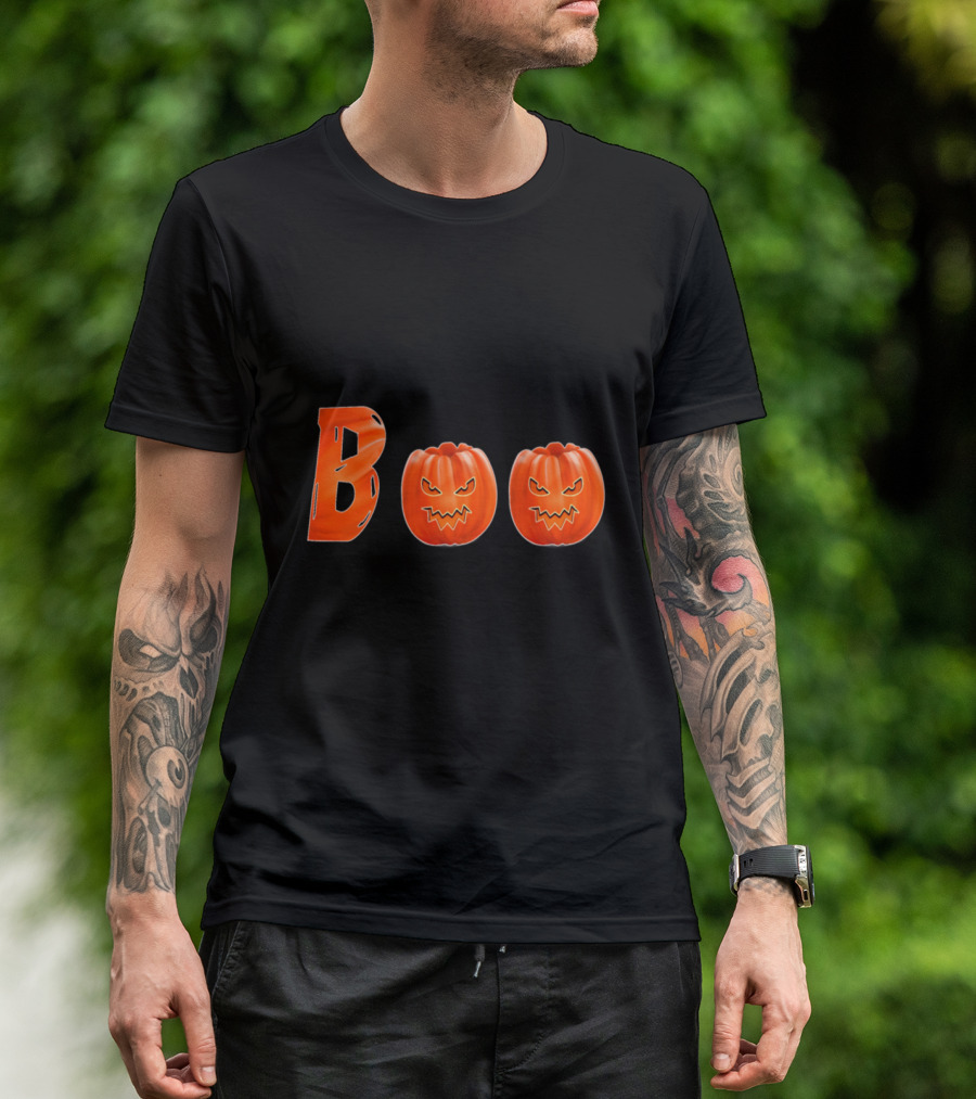 BOO Pumpkin Halloween Funny Face T-Shirt