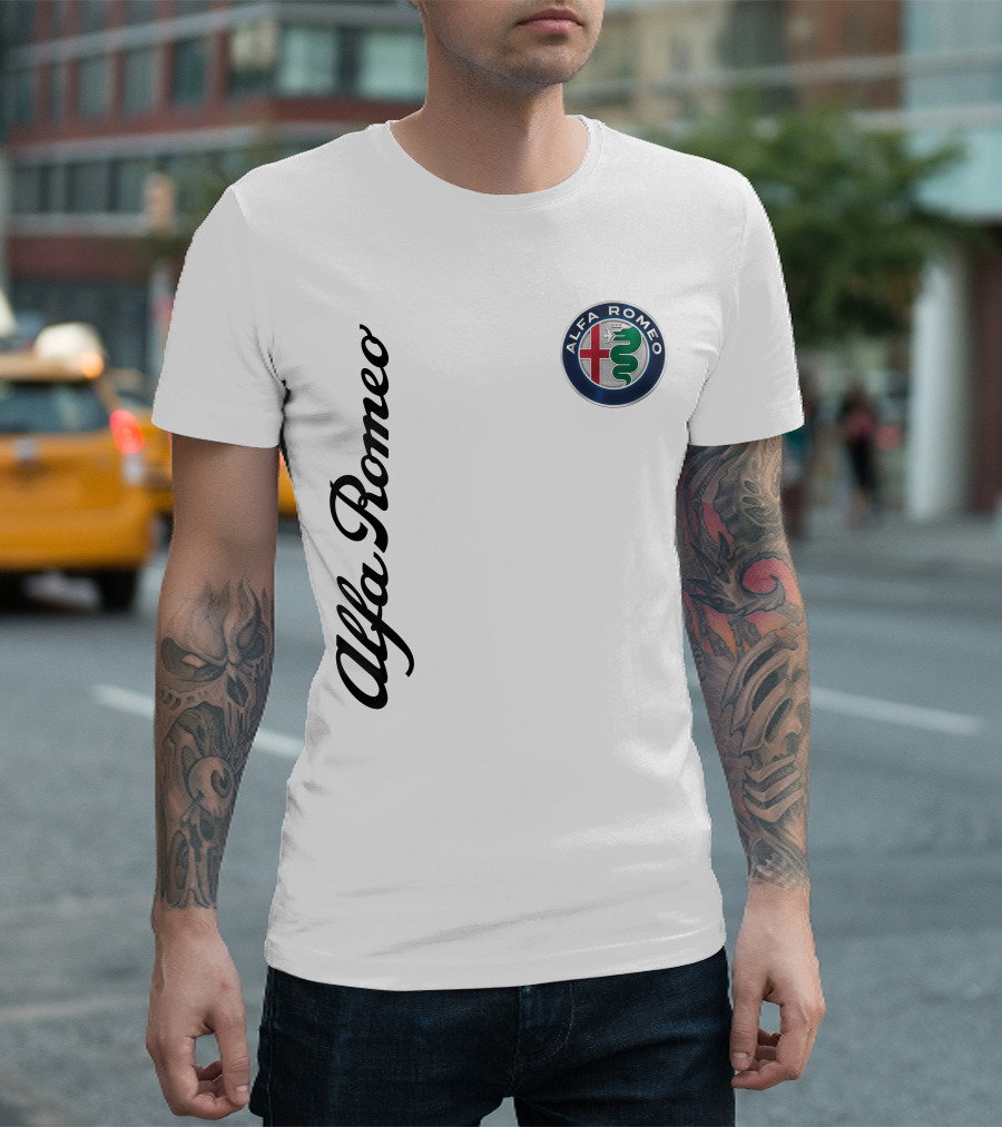 Alfa Romeo Vertical Script With Emblem T-Shirt