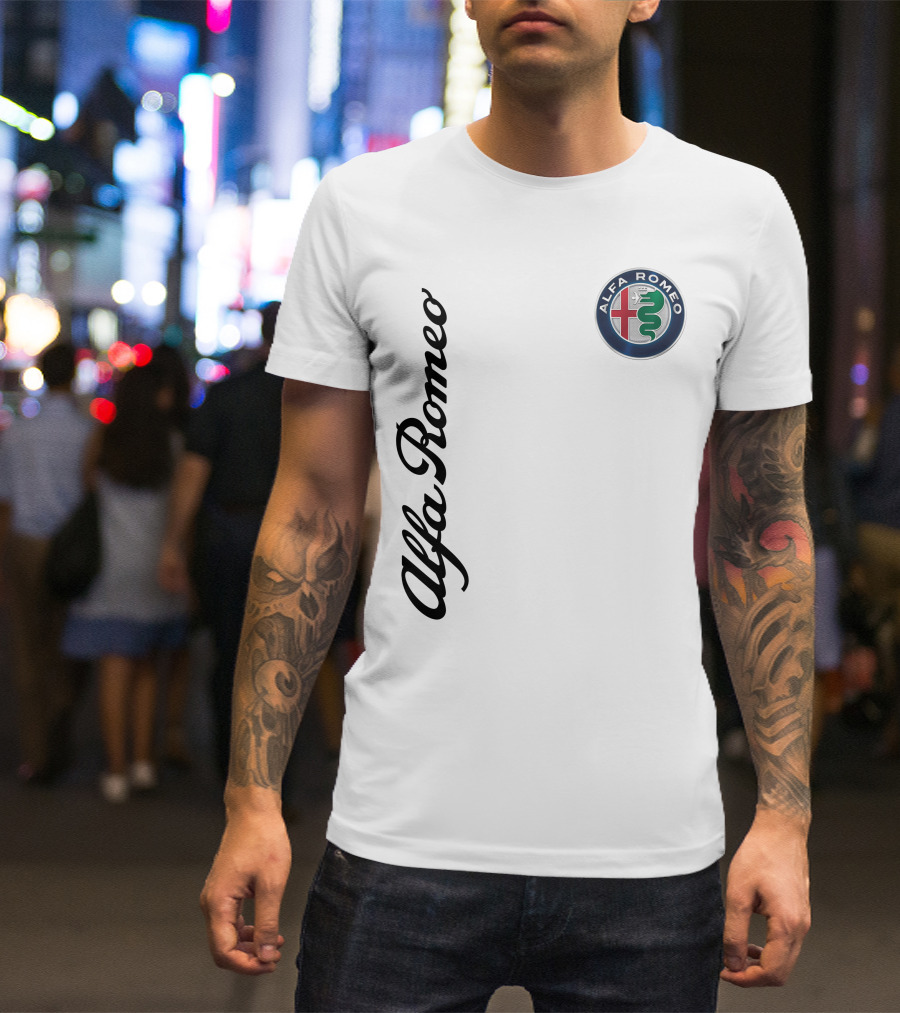 Alfa Romeo Vertical Script With Emblem T-Shirt