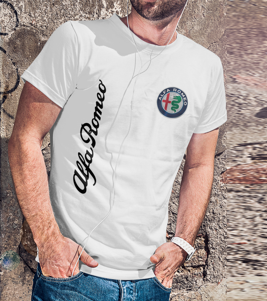 Alfa Romeo Vertical Script With Emblem T-Shirt