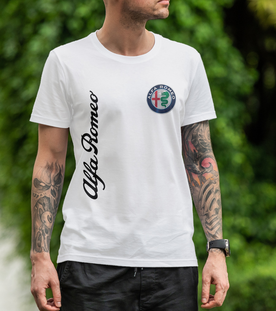 Alfa Romeo Vertical Script With Emblem T-Shirt