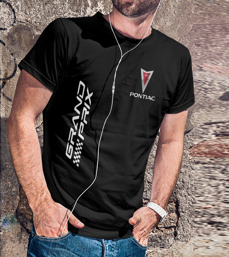 Pontiac Grand Prix Racing Logo Checkered Flag T-Shirt