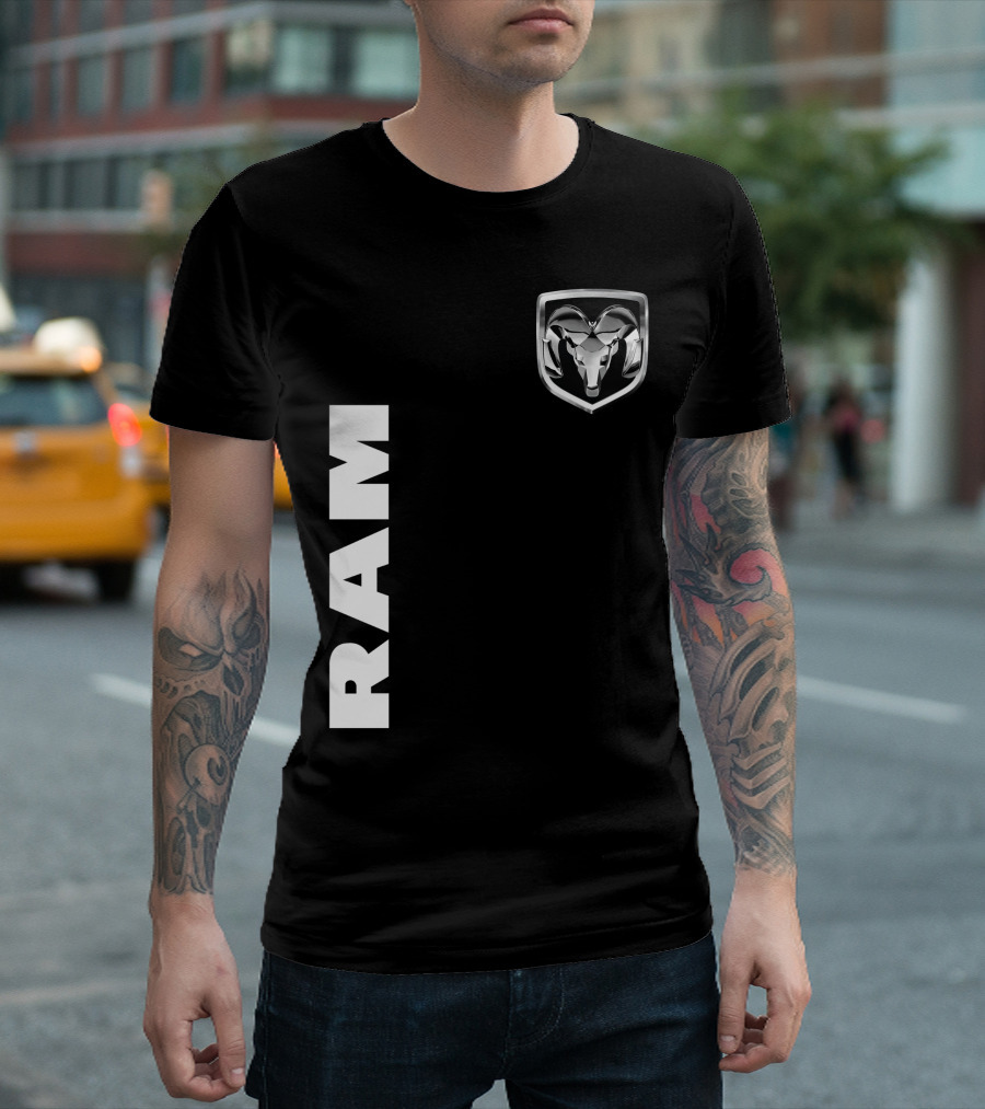 RAM Logo Metallic Emblem Dodge Truck Brand T-Shirt