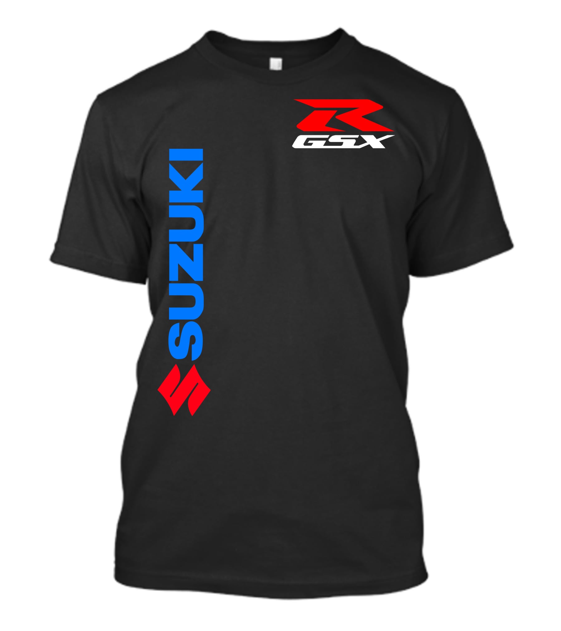 SUZUKI GSX-R Vertical Blue Red Logo Branding T-Shirt