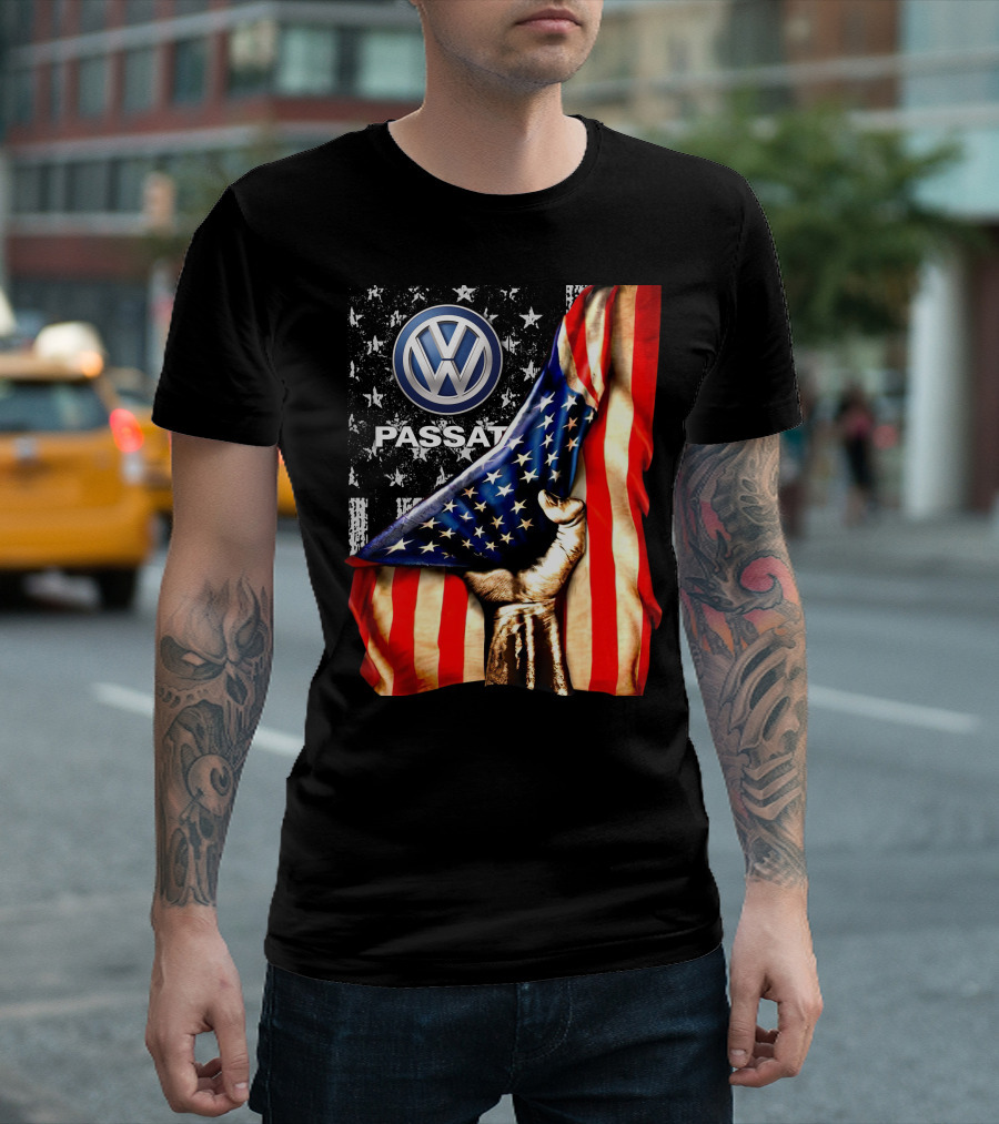 Volkswagen Passat American Flag Stars and Stripes Fist T-Shirt