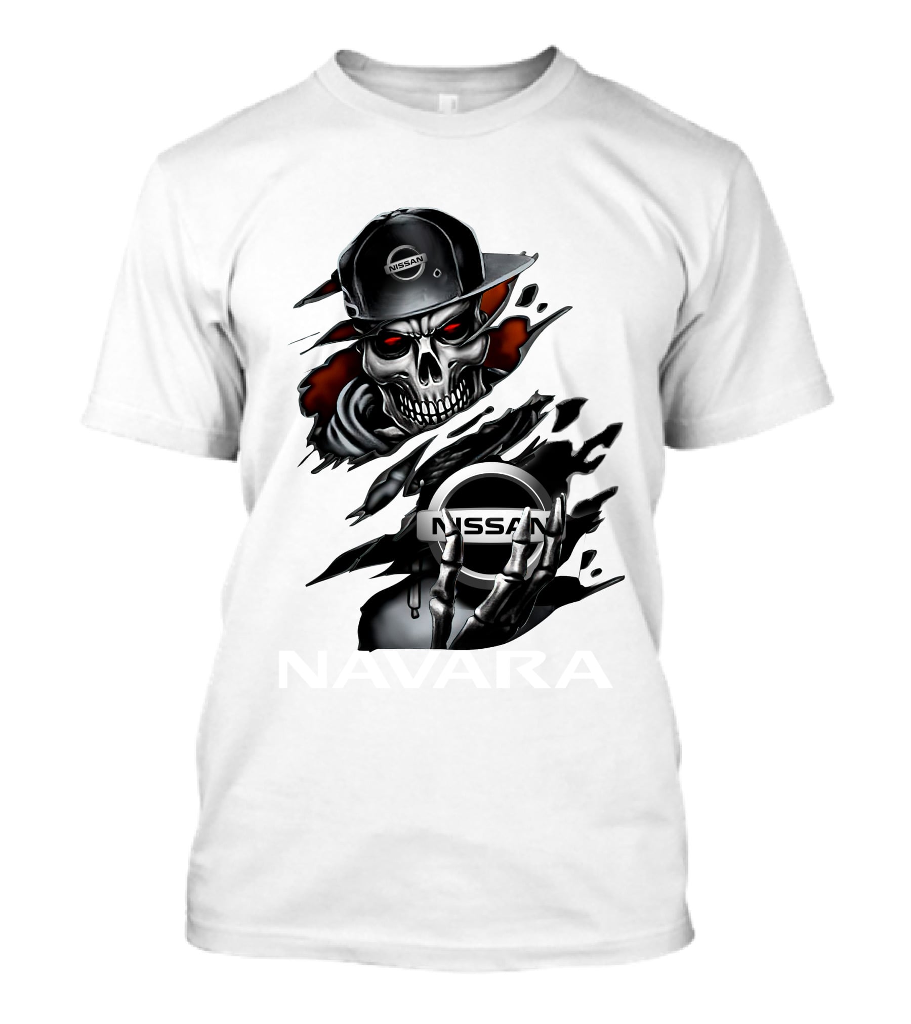 Nissan Navara Skeleton Graphic With Logo And Cap T-Shirt