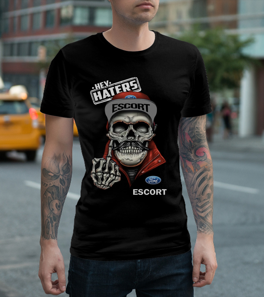 HEY HATERS FORD ESCORT SKULL MIDDLE FINGER T-Shirt