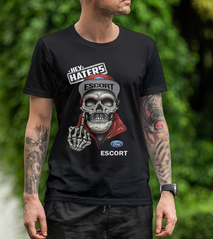 HEY HATERS FORD ESCORT SKULL MIDDLE FINGER T-Shirt