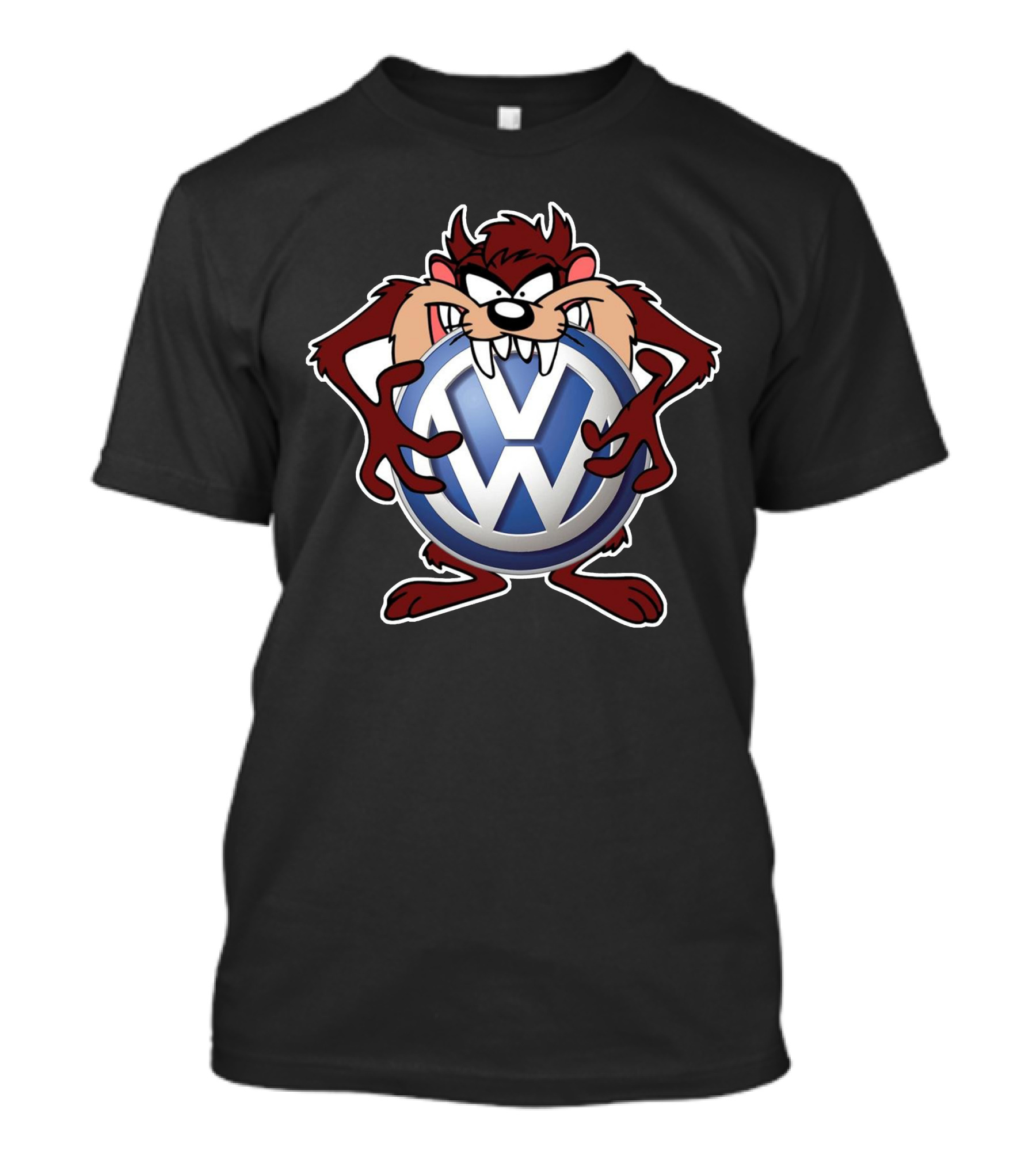 TAZ Volkswagen Logo With Classic Cartoon Character Holding Emblem T-Shirt