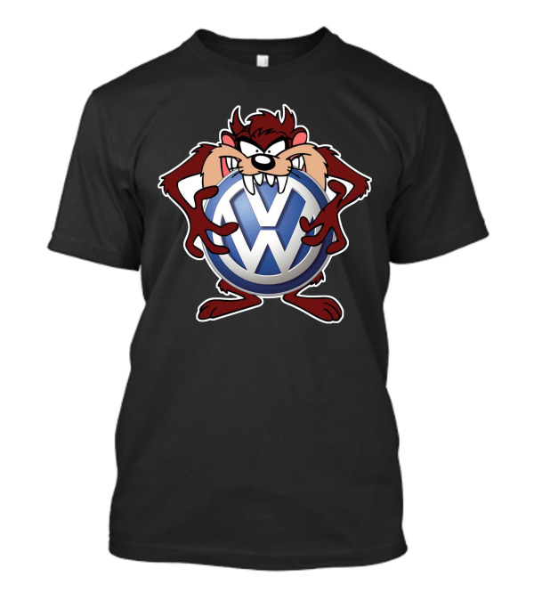 TAZ Volkswagen Logo With Classic Cartoon Character Holding Emblem T-Shirt