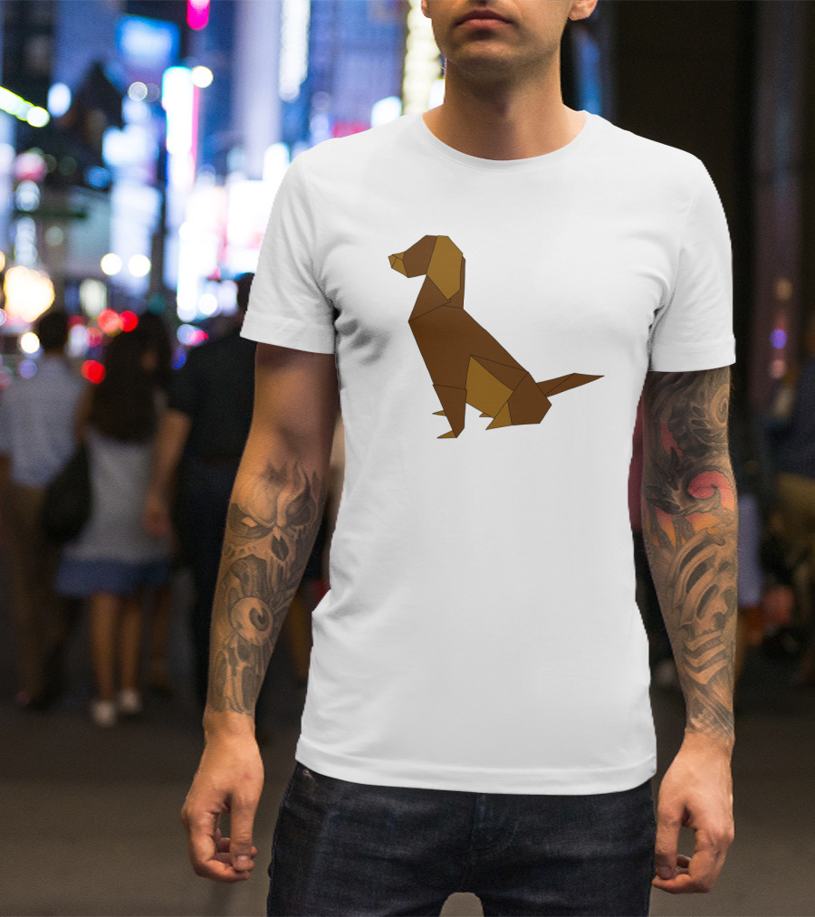 Origamin Brown Geometric Origami Dog T-Shirt