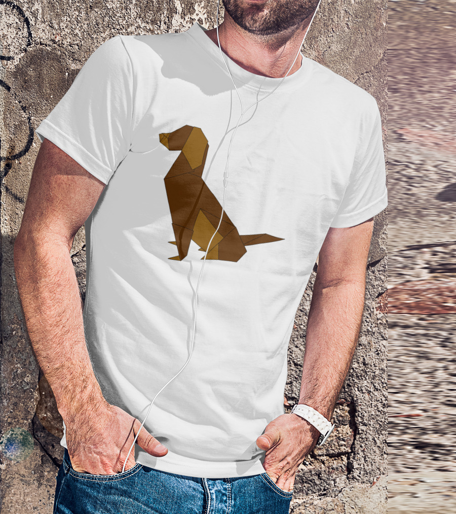 Origamin Brown Geometric Origami Dog T-Shirt