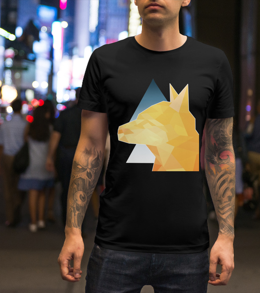 Polygon Dog Geometric Art With Gradient T-Shirt