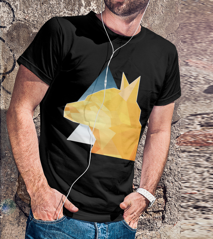 Polygon Dog Geometric Art With Gradient T-Shirt