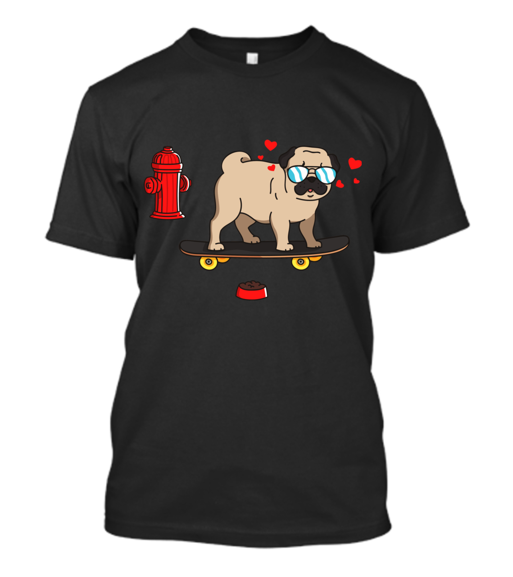 Skateboard Dog With Cool Sunglasses And Fire Hydrant T-Shirt