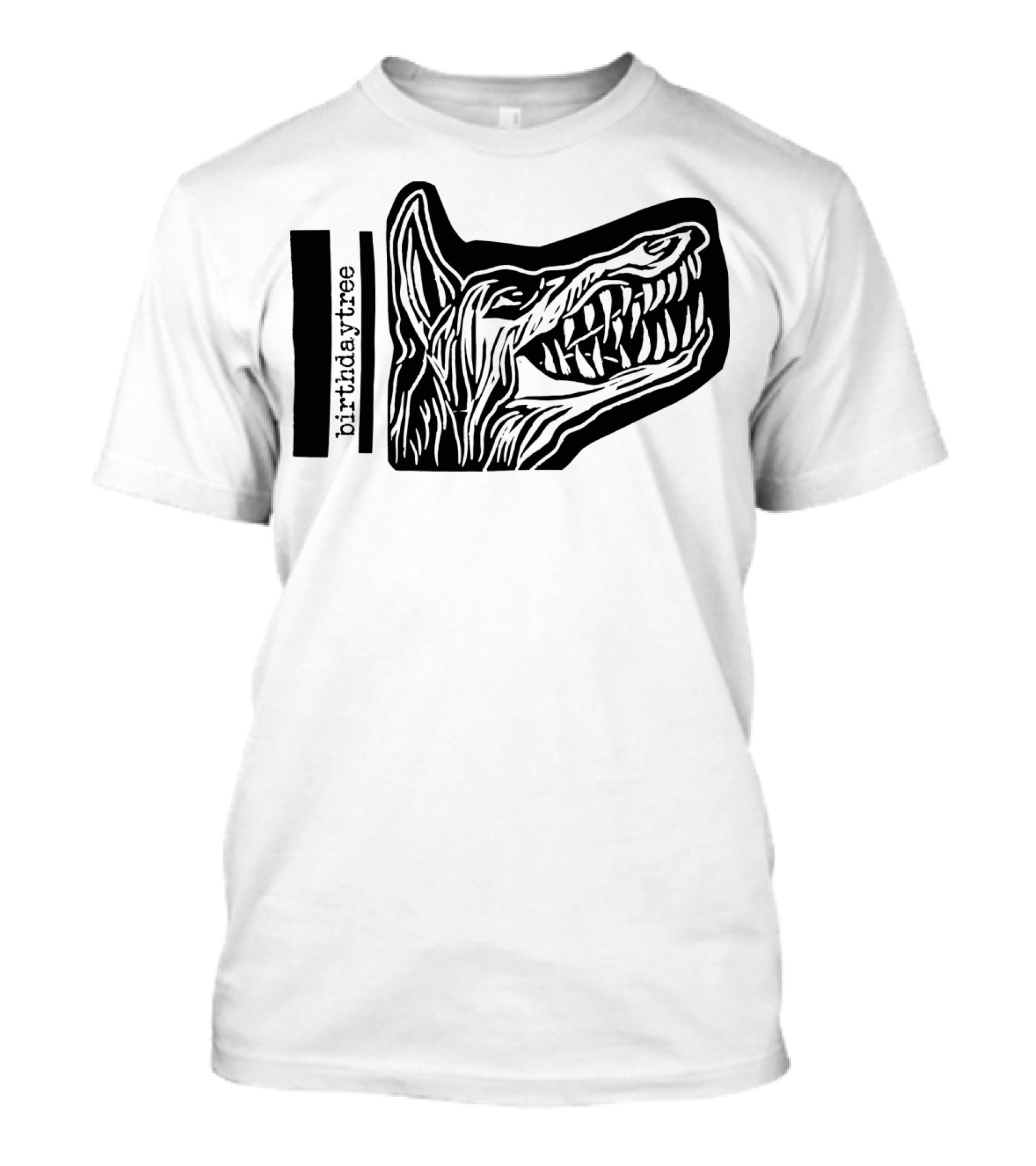 Birthday Tree Dog Snarling Black T-Shirt