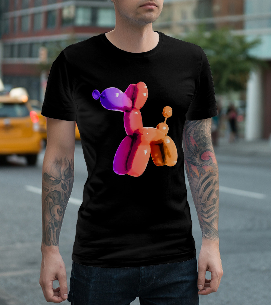 Jeff Koons Inspired Vibrant Metallic Warm Balloon Dog T-Shirt
