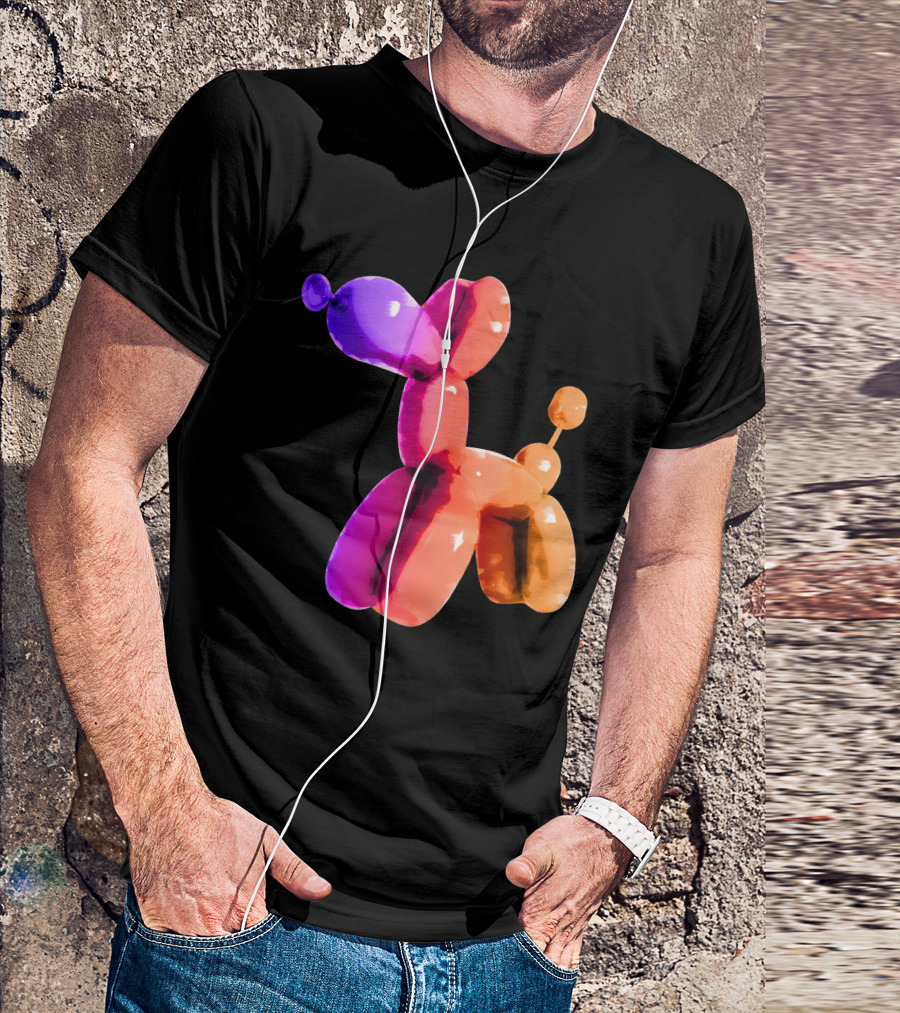 Jeff Koons Inspired Vibrant Metallic Warm Balloon Dog T-Shirt