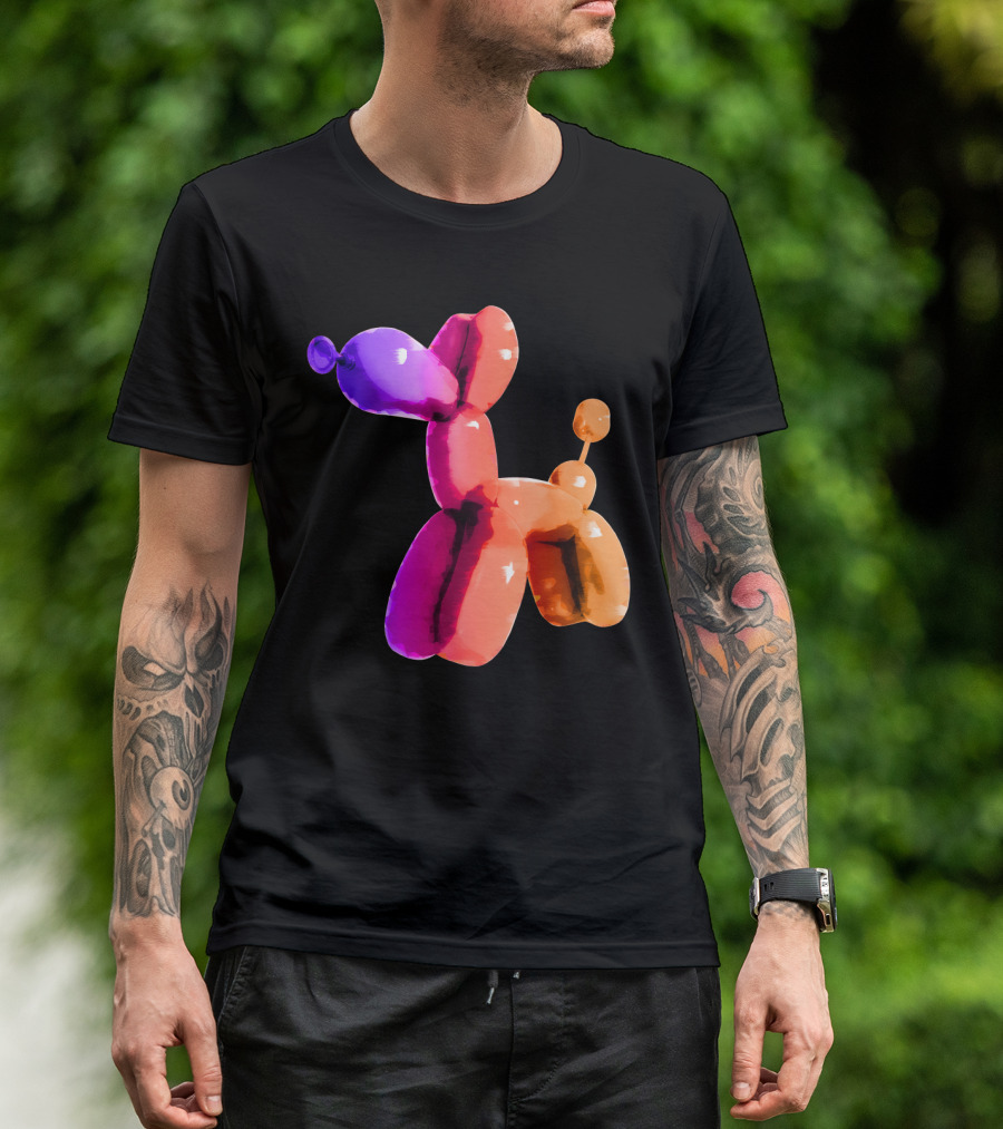 Jeff Koons Inspired Vibrant Metallic Warm Balloon Dog T-Shirt