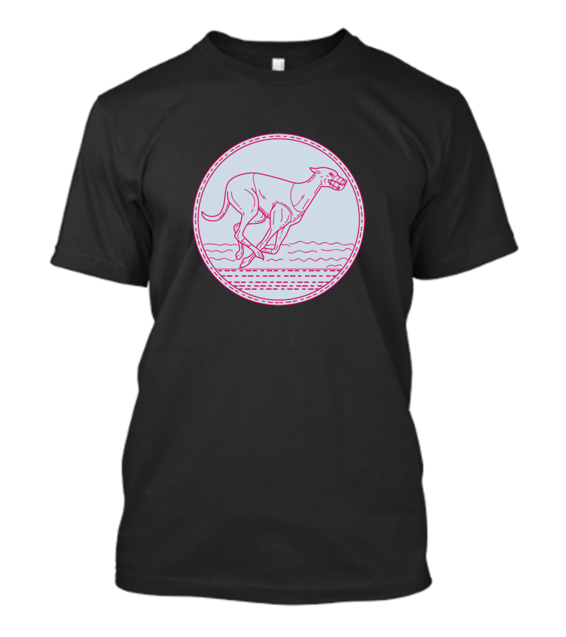 Greyhound Racing Mono Line Circular Emblem T-Shirt