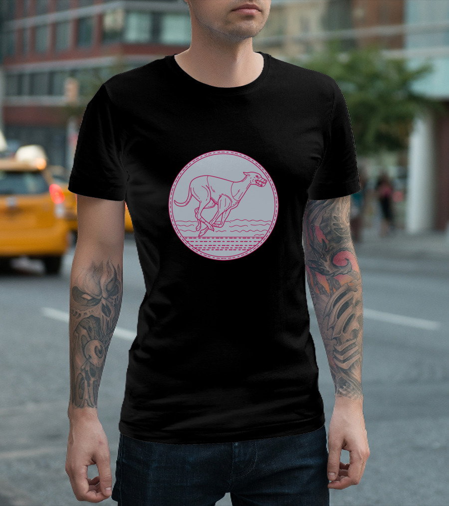 Greyhound Racing Mono Line Circular Emblem T-Shirt