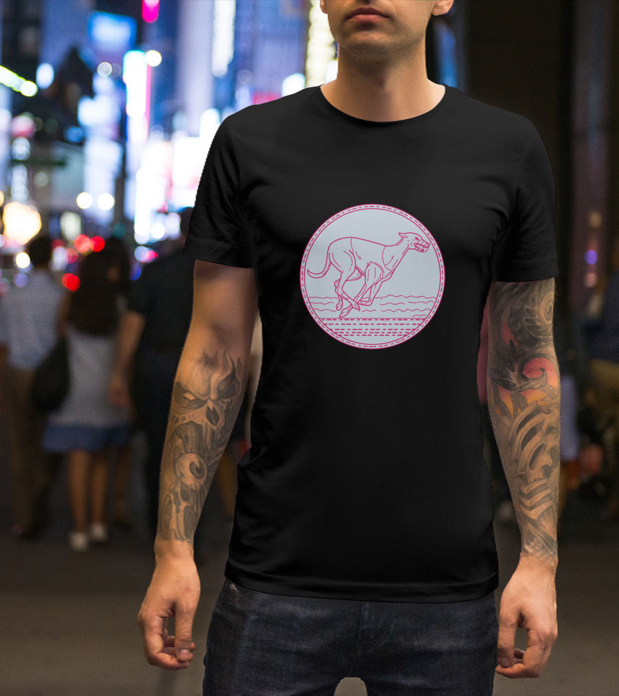 Greyhound Racing Mono Line Circular Emblem T-Shirt