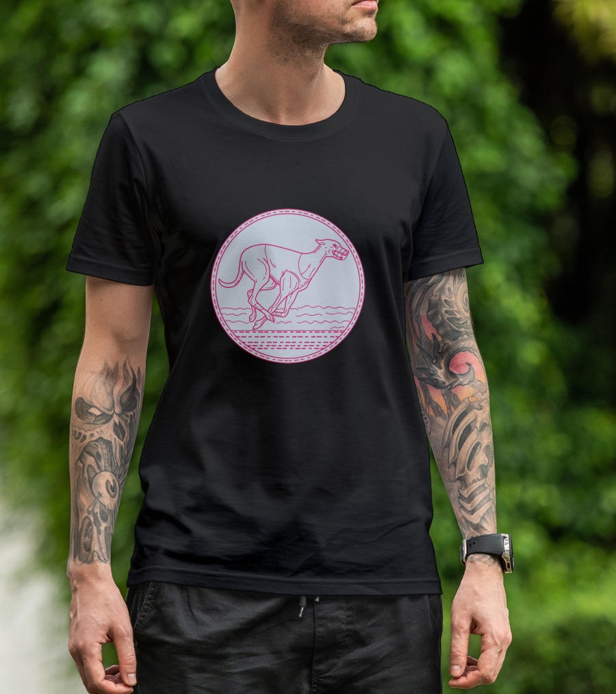 Greyhound Racing Mono Line Circular Emblem T-Shirt