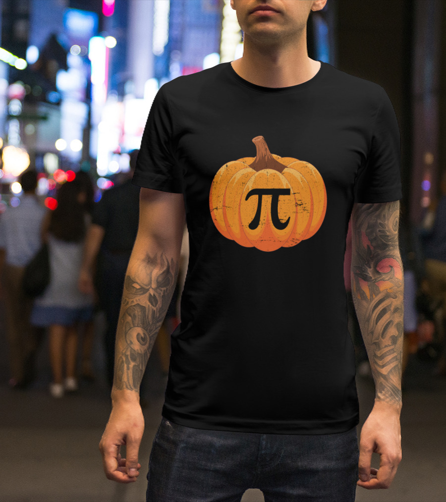 Distressed Retro Pumpkin Pi Symbol Joke T-Shirt
