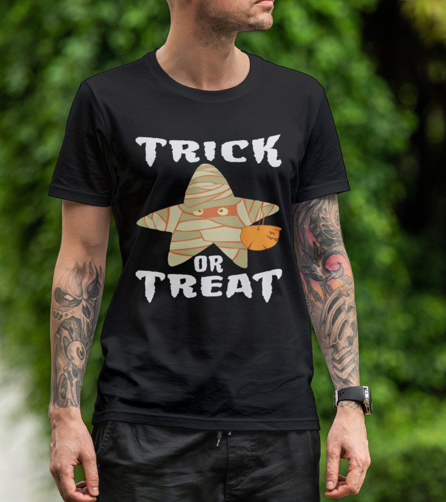 Trick Or Treat Mummy Star With Pumpkin T-Shirt
