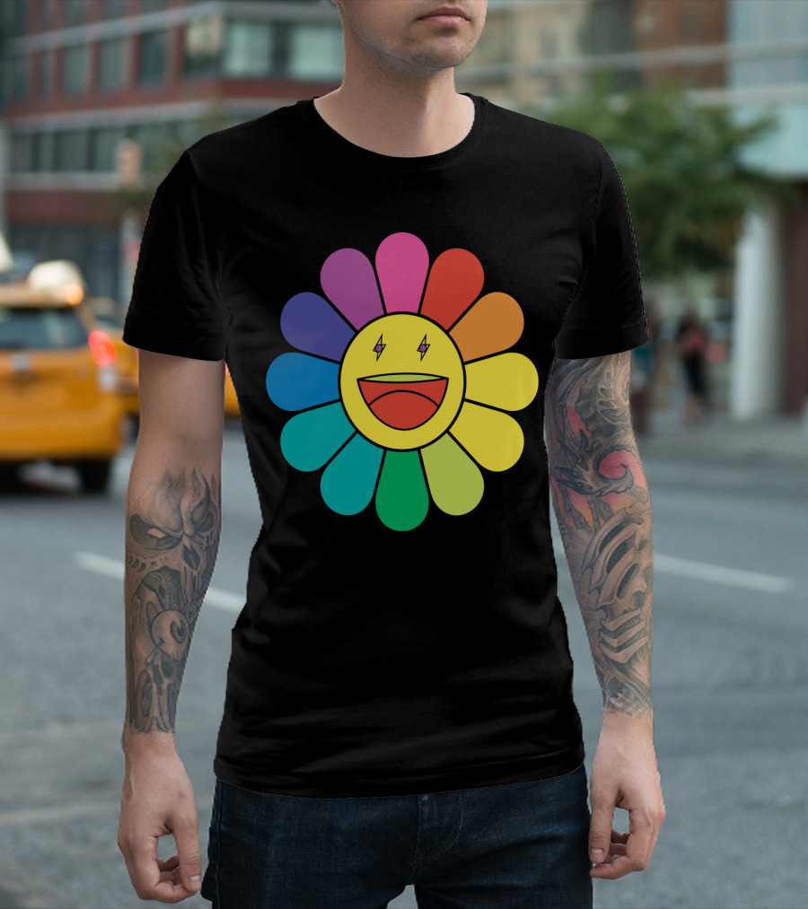 J Balvin Colores Rainbow Flower Smiley Face T-Shirt
