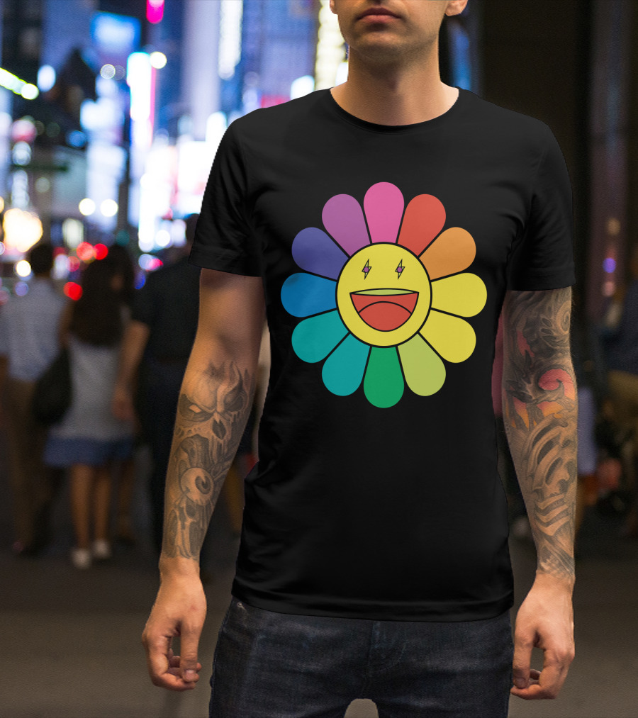 J Balvin Colores Rainbow Flower Smiley Face T-Shirt