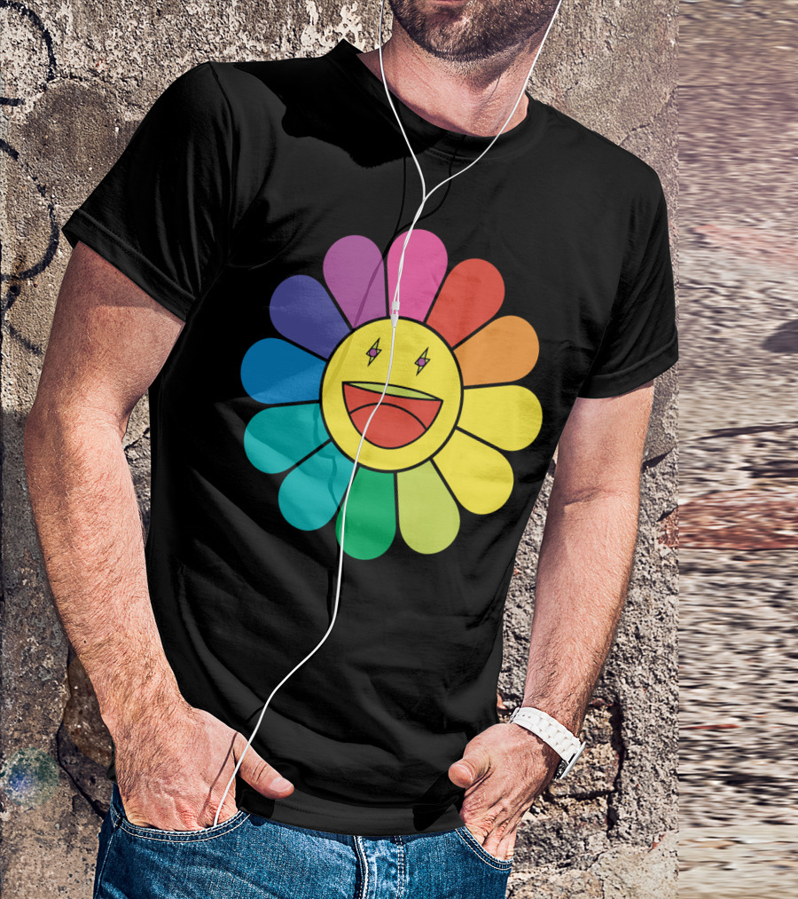 J Balvin Colores Rainbow Flower Smiley Face T-Shirt
