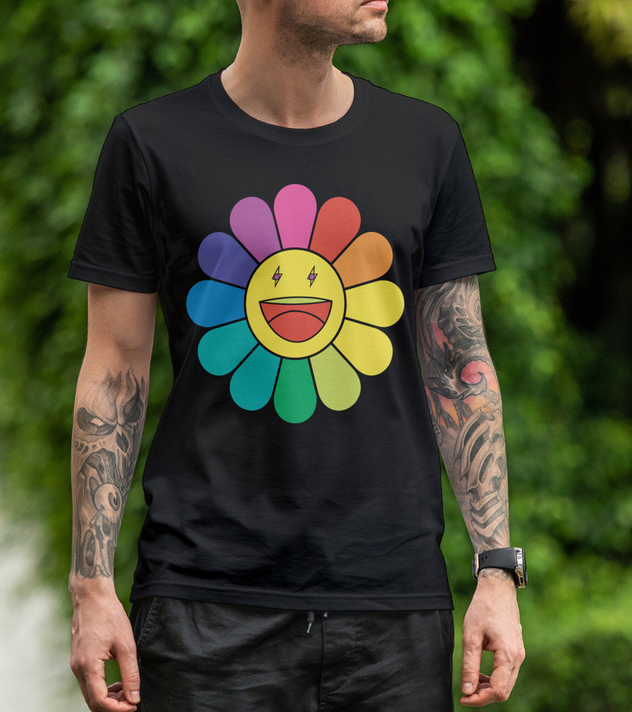 J Balvin Colores Rainbow Flower Smiley Face T-Shirt