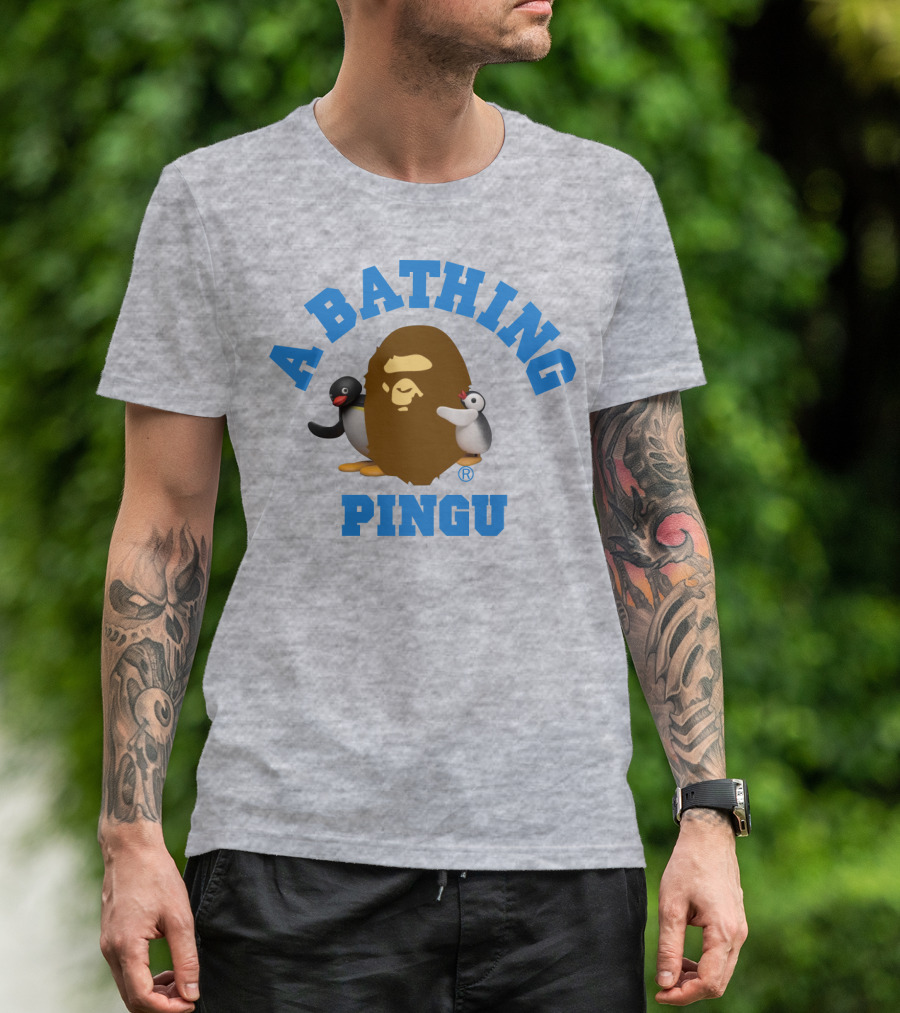 A Bathing Ape Pingu Collaboration Featuring Iconic Characters T-Shirt