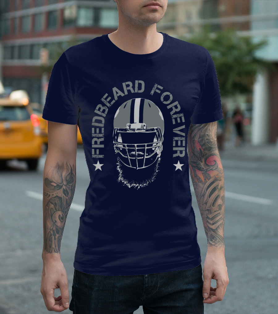 Fredbeard Forever Football Helmet Beard Star T-Shirt