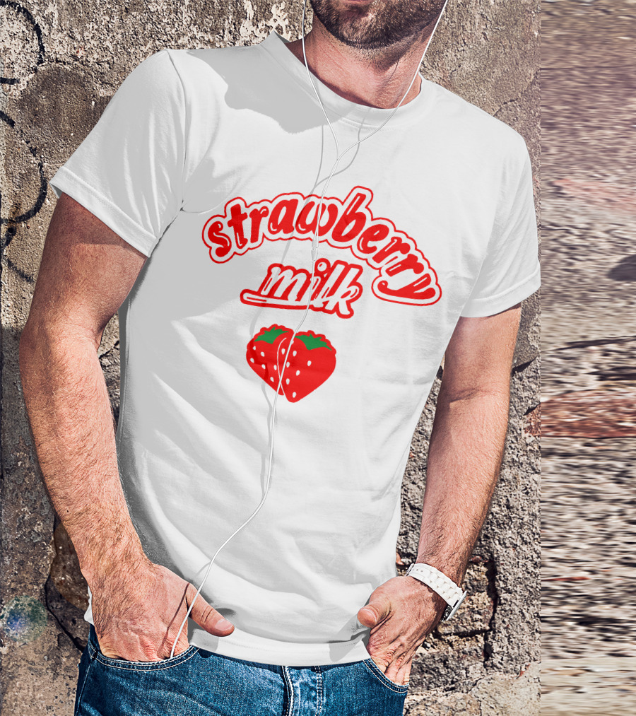 Strawberry Milk Red Text With Strawberries T-Shirt