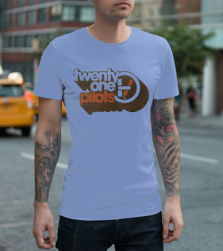 Twenty One Pilots Logo On Light Blue Background T-Shirt