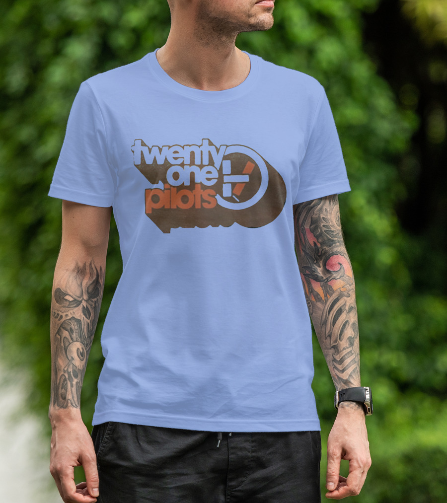 Twenty One Pilots Logo On Light Blue Background T-Shirt