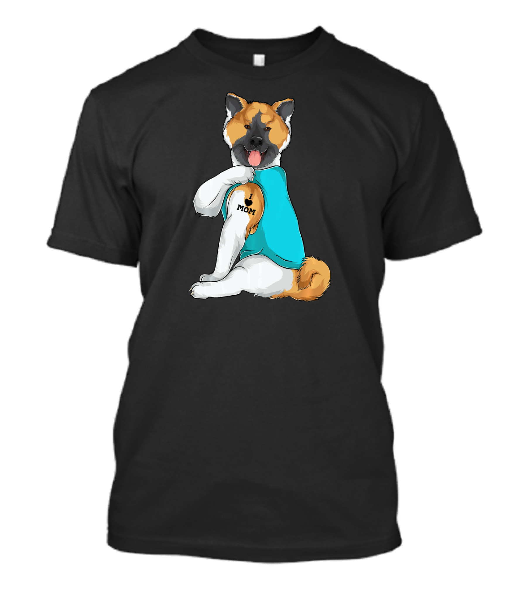 Akita Dog I Love Mom Tattoo T-Shirt