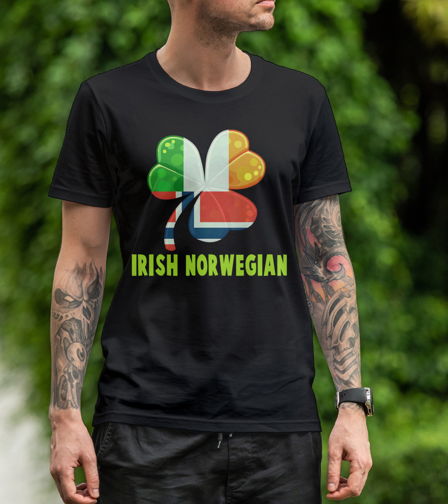 Irish Norwegian Shamrock Flag St Patrick's Day T-Shirt