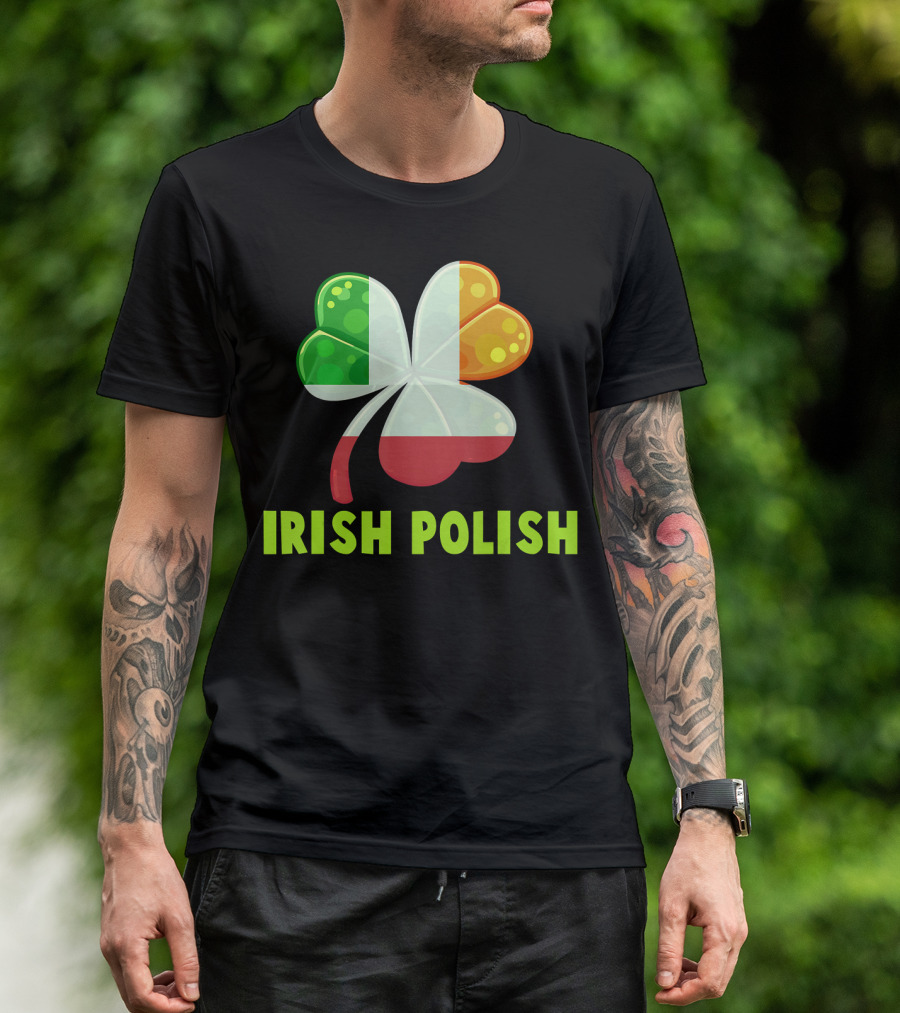 Irish Polish Shamrock Half Polish Flag St Patrick's T-Shirt