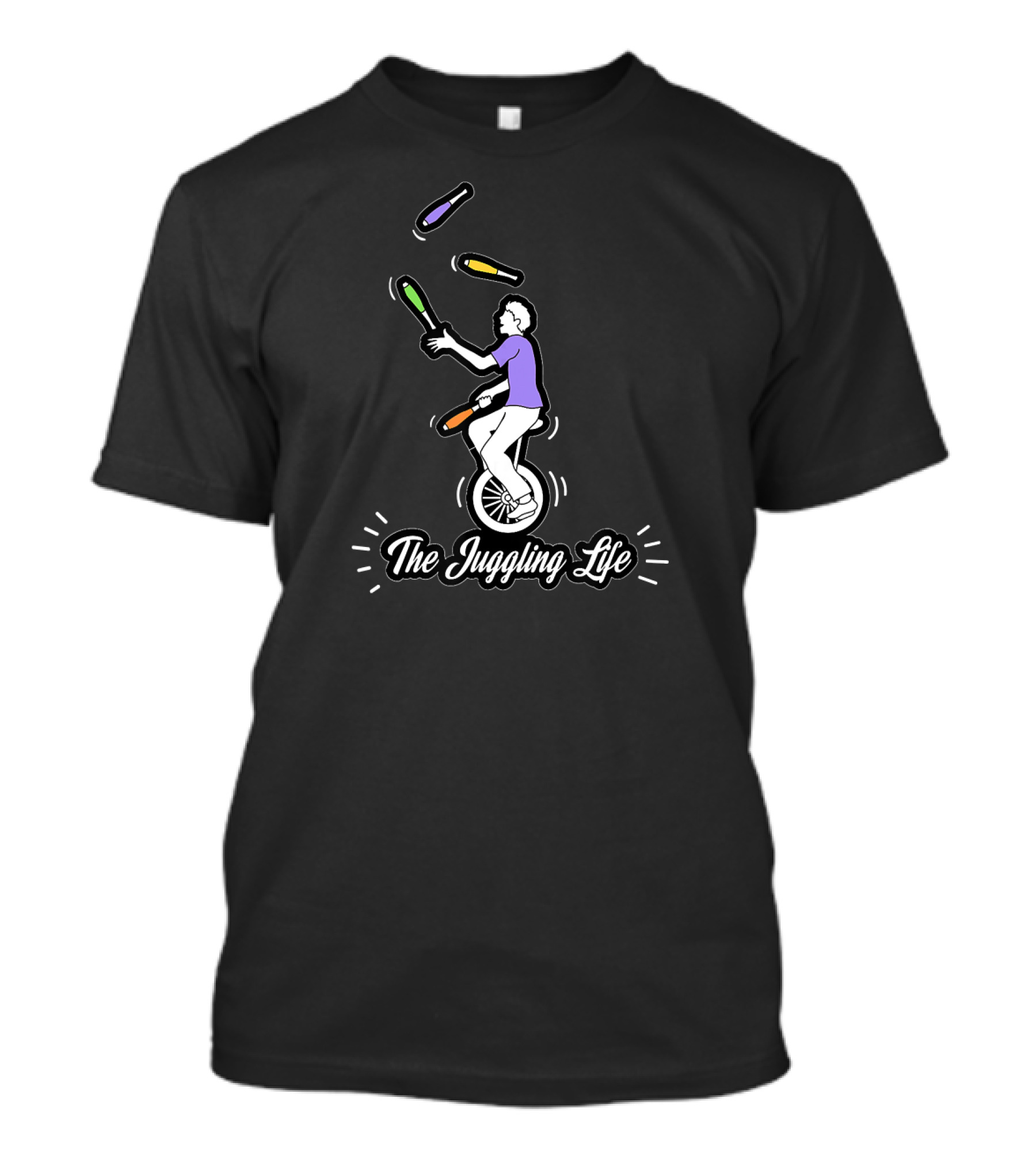 The Juggling Life Unicyclist Balancing Clubs T-Shirt
